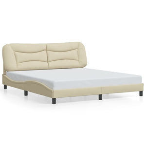 vidaXL LED Bed Frame without Mattress "Hvar" Cream 180x200 cm Fabric