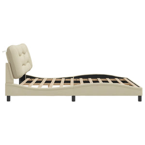 vidaXL LED Bed Frame without Mattress "Hvar" Cream 180x200 cm Fabric