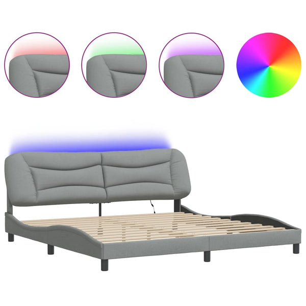 Bettgestell mit LED Hellgrau 200x200 cm