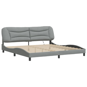 Bettgestell mit LED Hellgrau 200x200 cm
