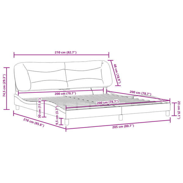 Bettgestell mit LED Hellgrau 200x200 cm