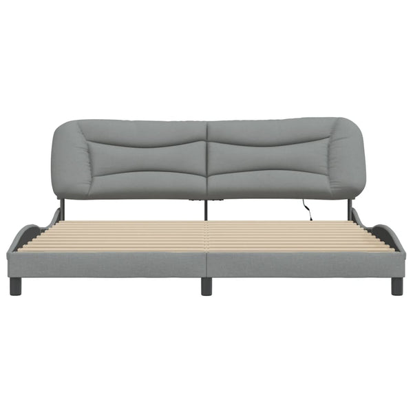 Bettgestell mit LED Hellgrau 200x200 cm