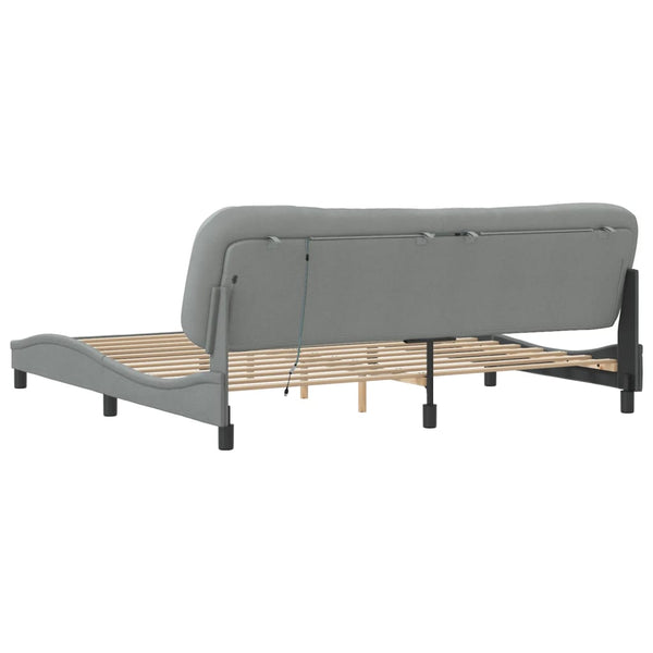 Bettgestell mit LED Hellgrau 200x200 cm