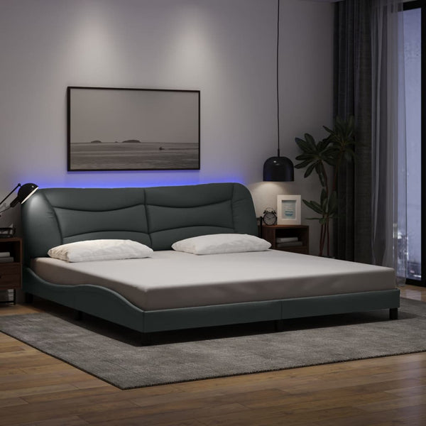 Bettgestell mit LED Hellgrau 200x200 cm