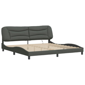 Bettgestell mit LED Dunkelgrau 200x200 cm