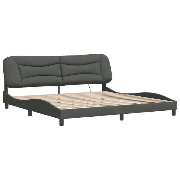 Bettgestell mit LED Dunkelgrau 200x200 cm