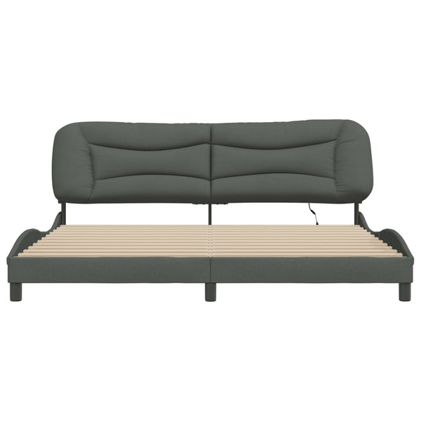 Bettgestell mit LED Dunkelgrau 200x200 cm