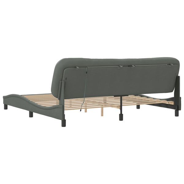 Bettgestell mit LED Dunkelgrau 200x200 cm