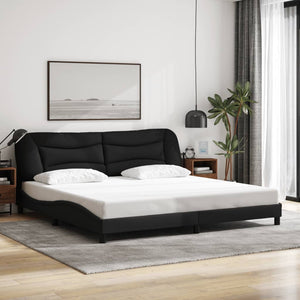 vidaXL LED Bed Frame without Mattress "Hvar" Black 200x200 cm Fabric