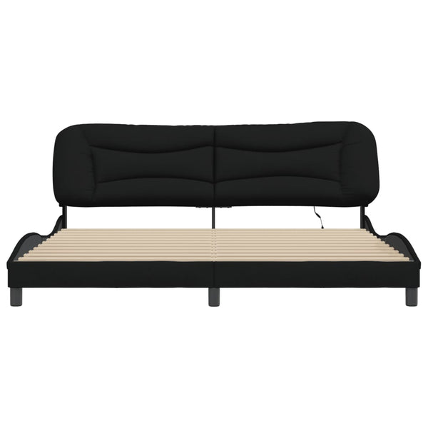 vidaXL LED Bed Frame without Mattress "Hvar" Black 200x200 cm Fabric