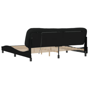 vidaXL LED Bed Frame without Mattress "Hvar" Black 200x200 cm Fabric