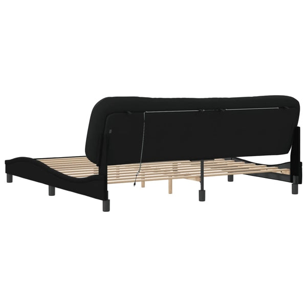 vidaXL LED Bed Frame without Mattress "Hvar" Black 200x200 cm Fabric