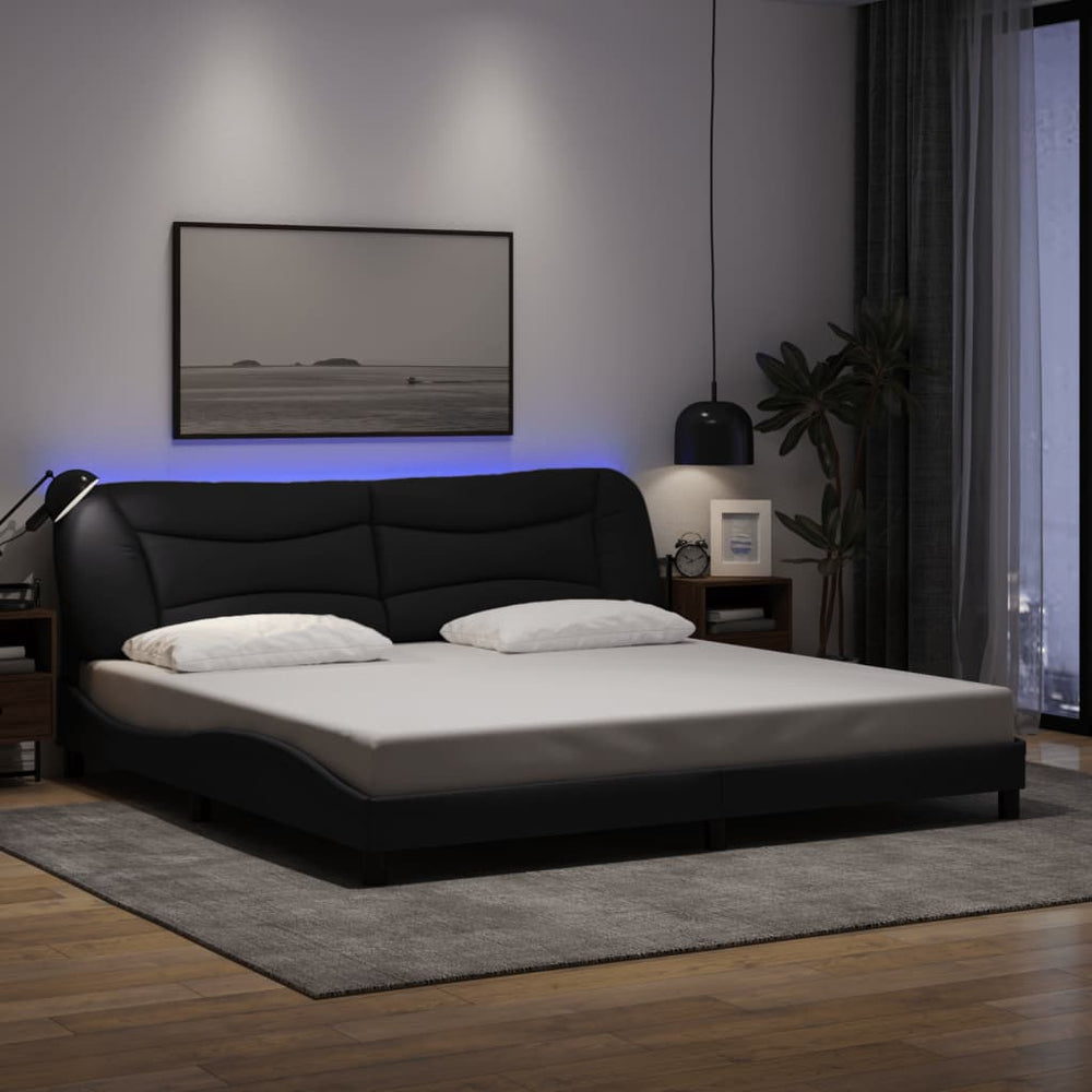 Bettgestell mit LED Schwarz 200x200 cm