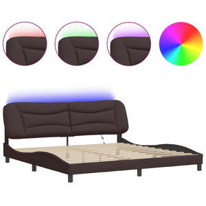 Bettgestell mit LED Dunkelbraun 200x200 cm