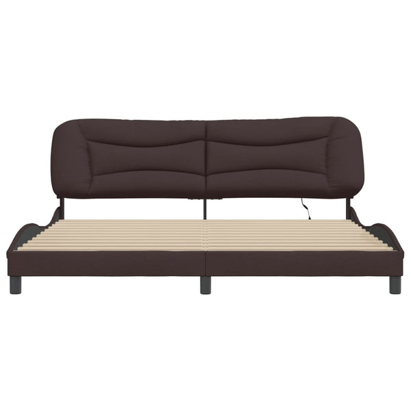 Bettgestell mit LED Dunkelbraun 200x200 cm