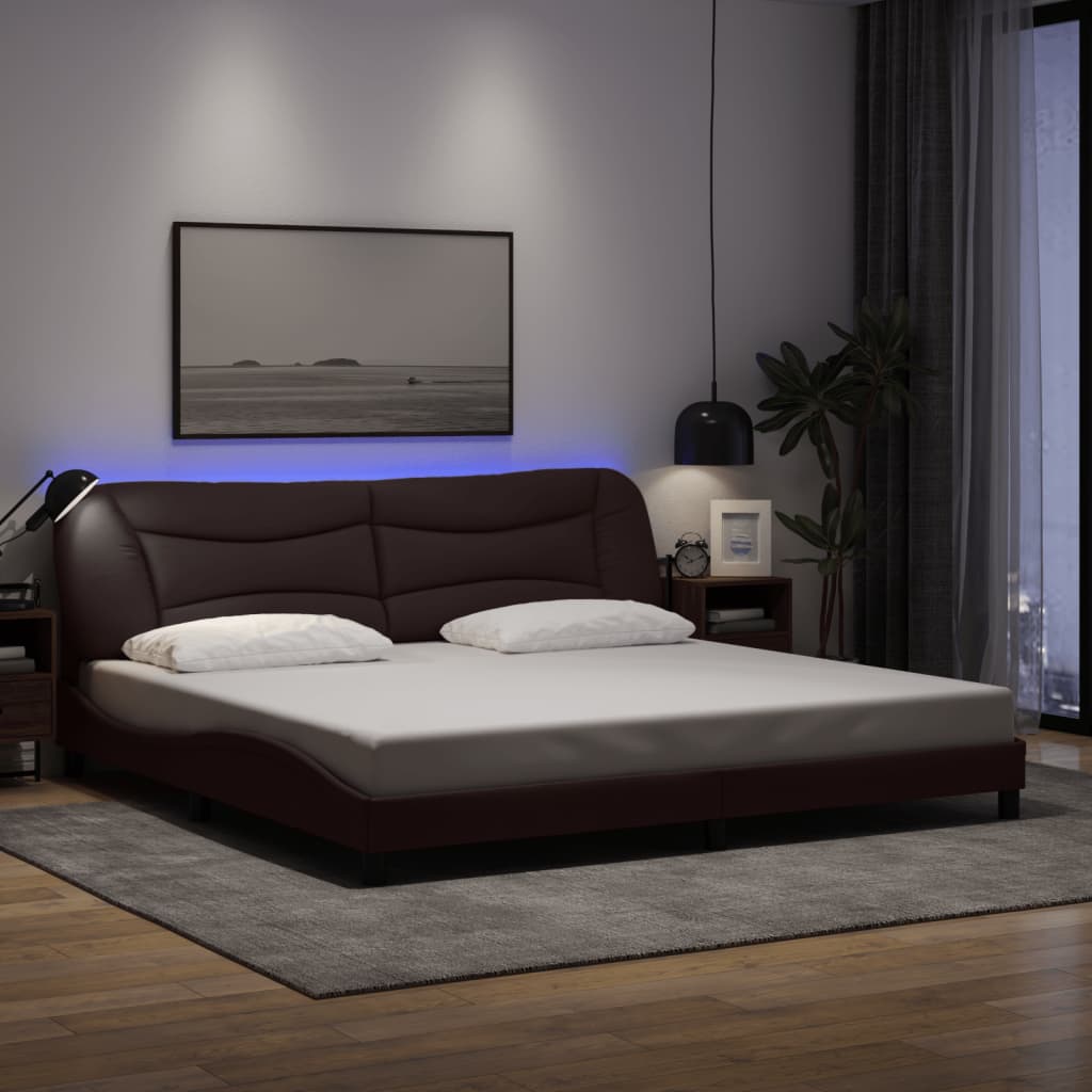 Bettgestell mit LED Dunkelbraun 200x200 cm