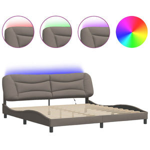 Bettgestell mit LED Taupe 200x200 cm