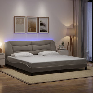 Bettgestell mit LED Taupe 200x200 cm