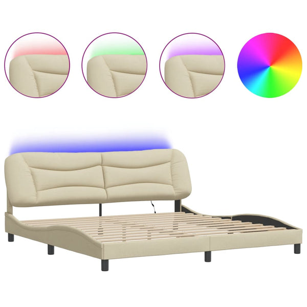 Bettgestell Creme 200x200 cm mit LED