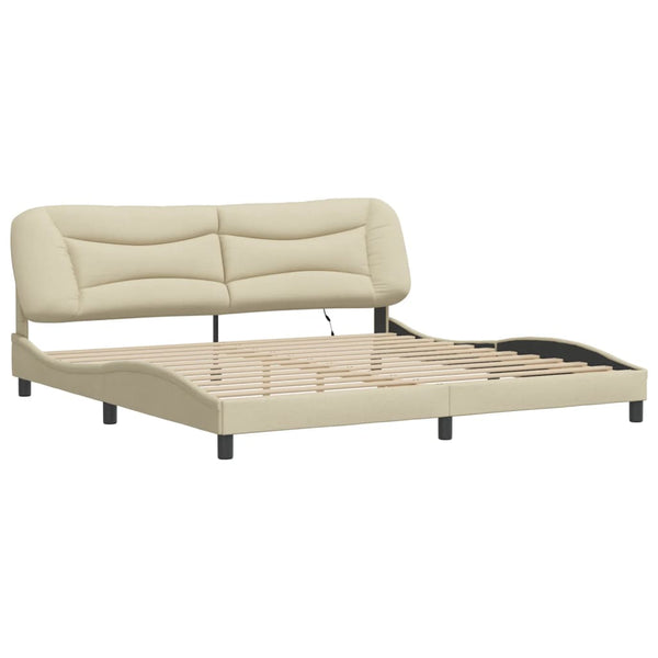 Bettgestell Creme 200x200 cm mit LED