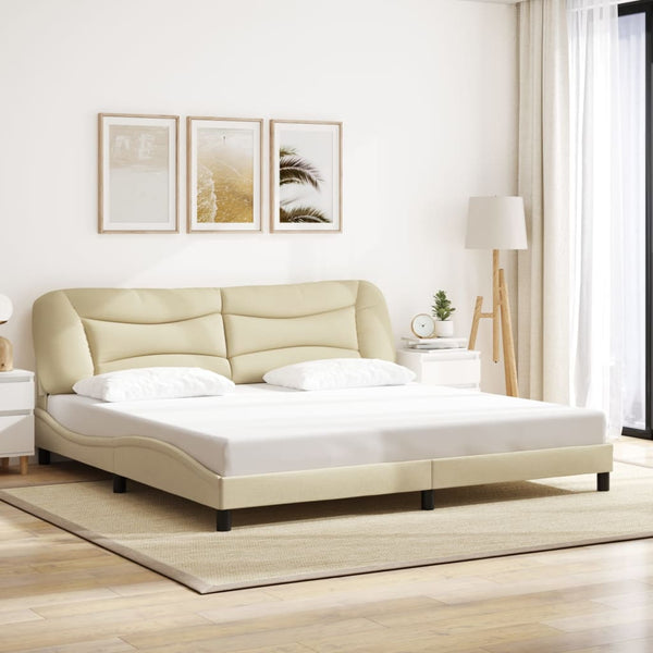 Bettgestell Creme 200x200 cm mit LED