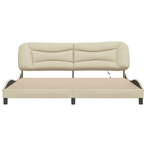 Bettgestell Creme 200x200 cm mit LED