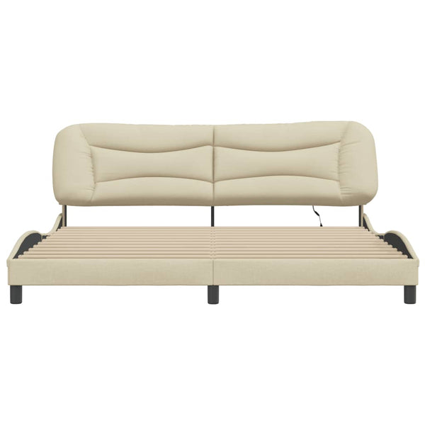 Bettgestell Creme 200x200 cm mit LED