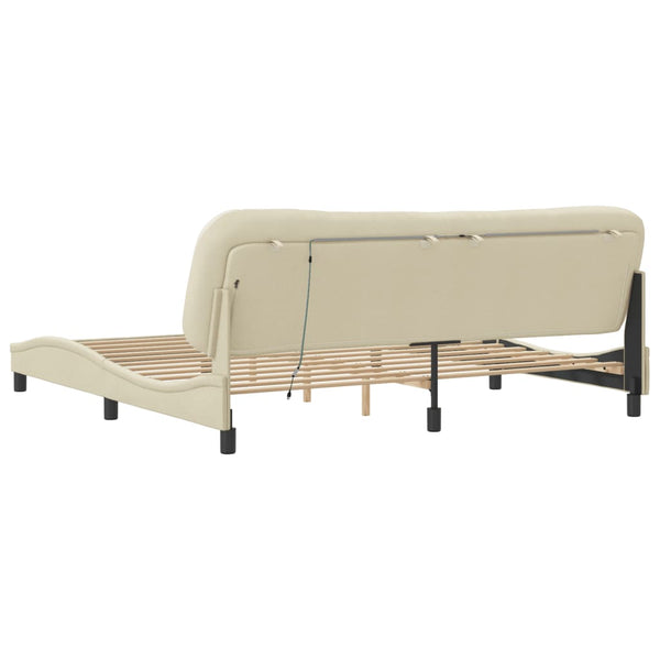 Bettgestell Creme 200x200 cm mit LED