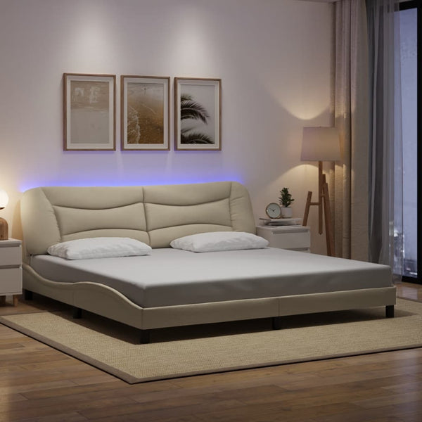 Bettgestell Creme 200x200 cm mit LED