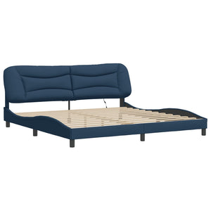 vidaXL LED Bed Frame without Mattress "Hvar" Blue 200x200 cm Fabric