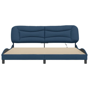 vidaXL LED Bed Frame without Mattress "Hvar" Blue 200x200 cm Fabric