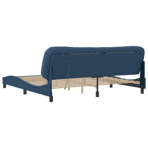 vidaXL LED Bed Frame without Mattress "Hvar" Blue 200x200 cm Fabric