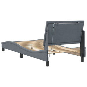 Bettgestell Hanko mit LED Dunkelgrau 80x200 cm