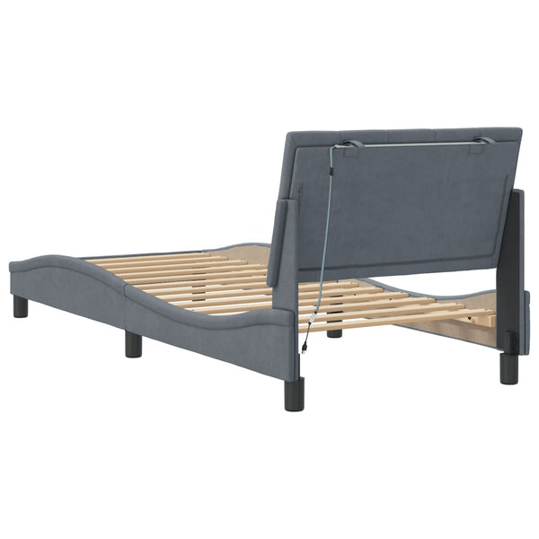 Bettgestell Hanko mit LED Dunkelgrau 80x200 cm