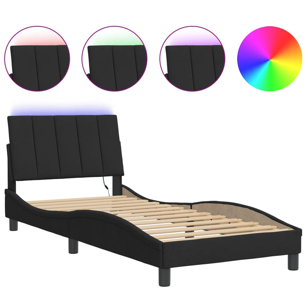 vidaXL LED Bed Frame without Mattress "Hanko" Black 80x200 cm Velvet