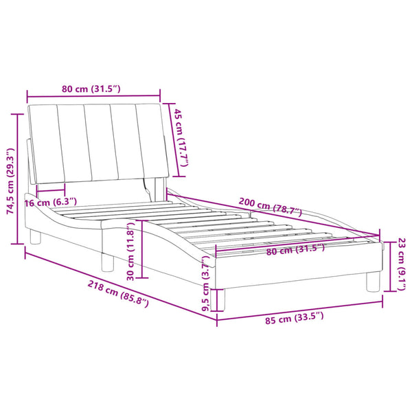 Bettgestell Hanko mit LED Schwarz 80x200 cm Samt