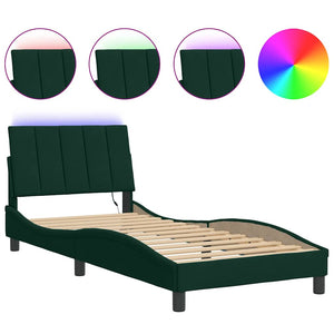 Bettgestell Hanko Dunkelgrün 80x200 cm mit LED