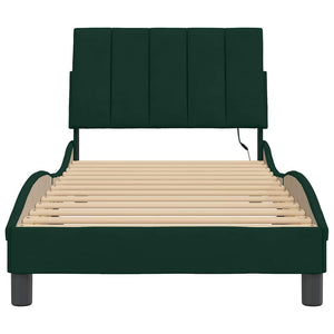 Bettgestell Hanko Dunkelgrün 80x200 cm mit LED