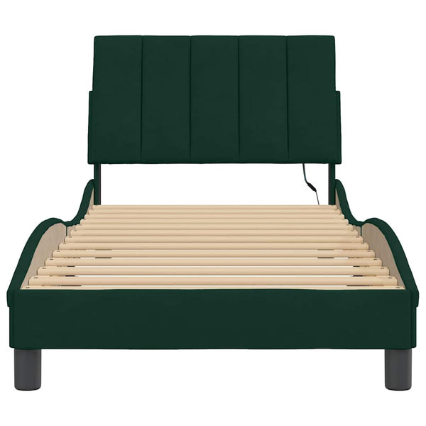 Bettgestell Hanko Dunkelgrün 80x200 cm mit LED