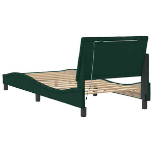 Bettgestell Hanko Dunkelgrün 80x200 cm mit LED