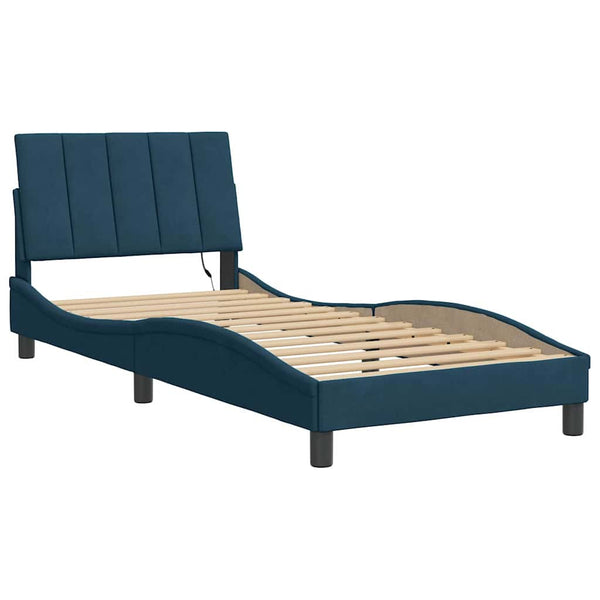 Bettgestell mit LED Blau 80x200 cm Samt