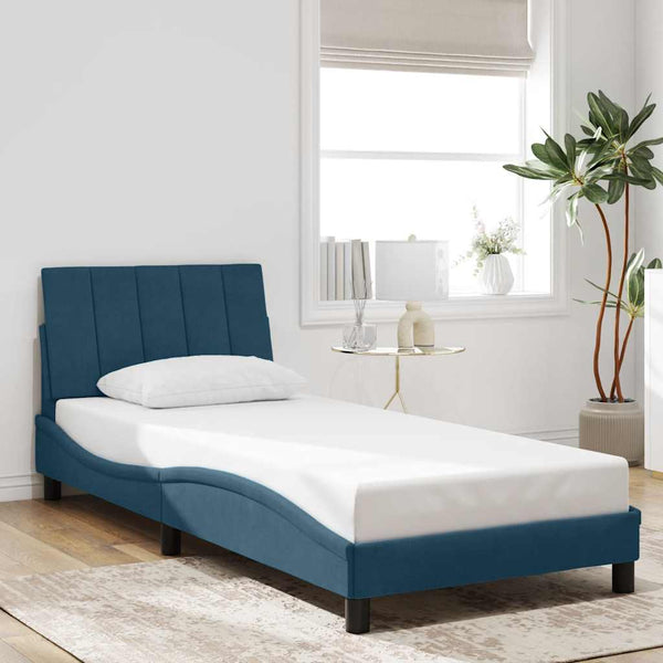Bettgestell mit LED Blau 80x200 cm Samt
