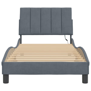 Bettgestell Hanko Dunkelgrau 90x190 cm mit LED
