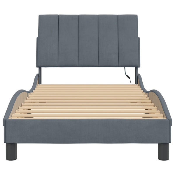 Bettgestell Hanko Dunkelgrau 90x190 cm mit LED
