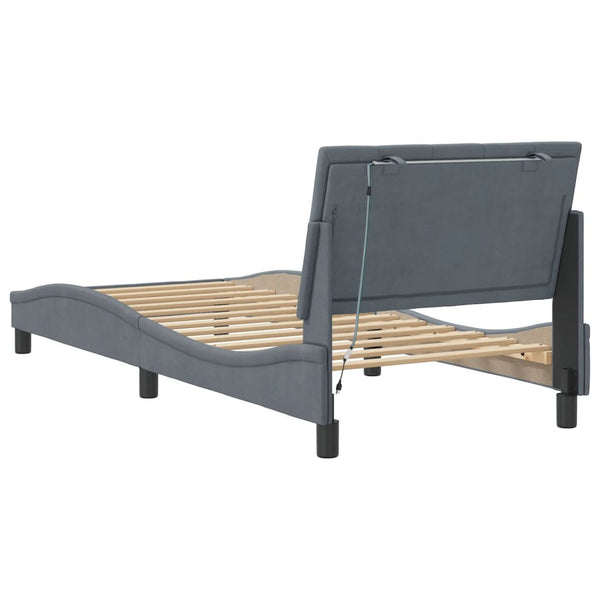 Bettgestell Hanko Dunkelgrau 90x190 cm mit LED