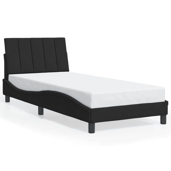 Bettgestell mit LED Schwarz Samt 90x190 cm