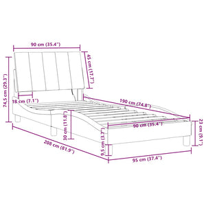 Bettgestell Dunkelgrün Samt LED 90x190 cm