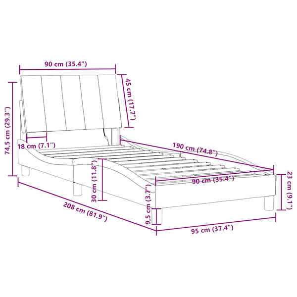 Bettgestell Dunkelgrün Samt LED 90x190 cm