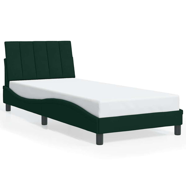Bettgestell Dunkelgrün Samt LED 90x190 cm