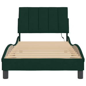 Bettgestell Dunkelgrün Samt LED 90x190 cm
